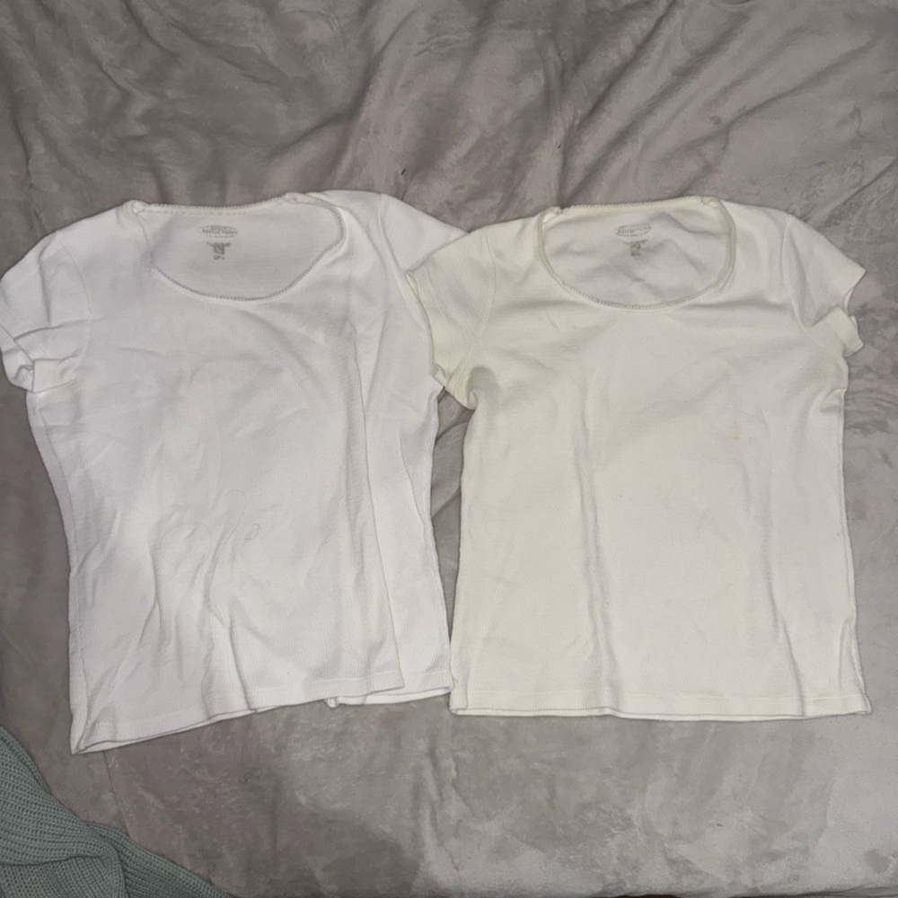 2 Elegant White and Cream Crop Tops